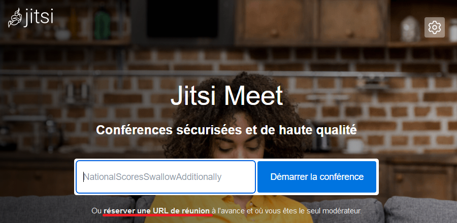 Page d'accueil visioconférence en ligne Jitsi Meet